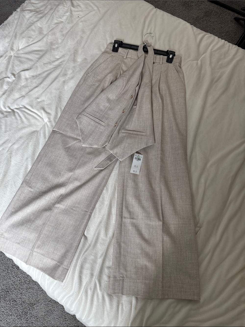 Abercrombie & Fitch Wide-Leg Pants and vest top set in Light Beige (xs/s)